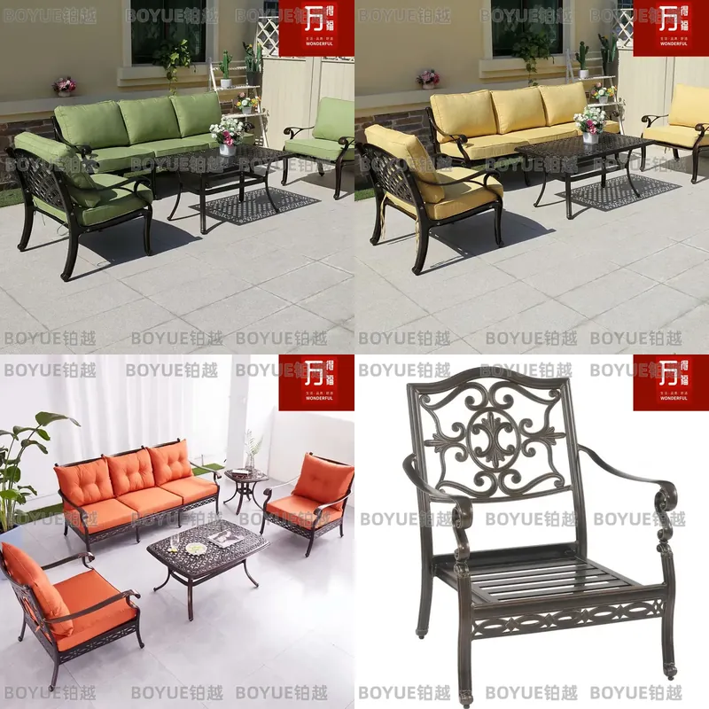 Outdoor Furniture Metal Chairs - Outdoor Cast Aluminum Sofa Set Patio