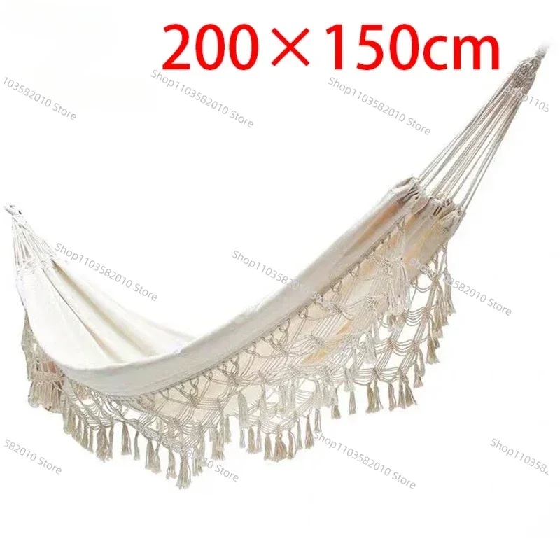 Outdoor Furniture Yellow - Minimalist Yellow Tassel Double Canvas Hammock,