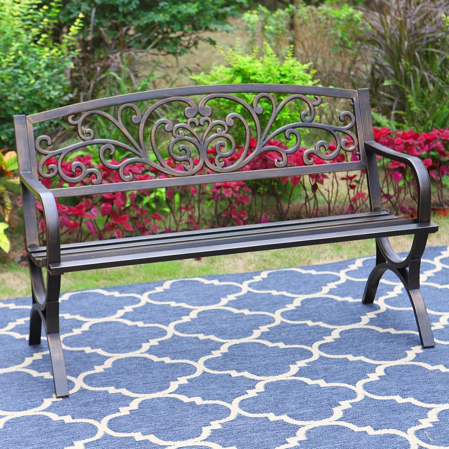 Outdoor Furniture Metal Chairs - Bronze 50 Inch Outdoor Garden Bench