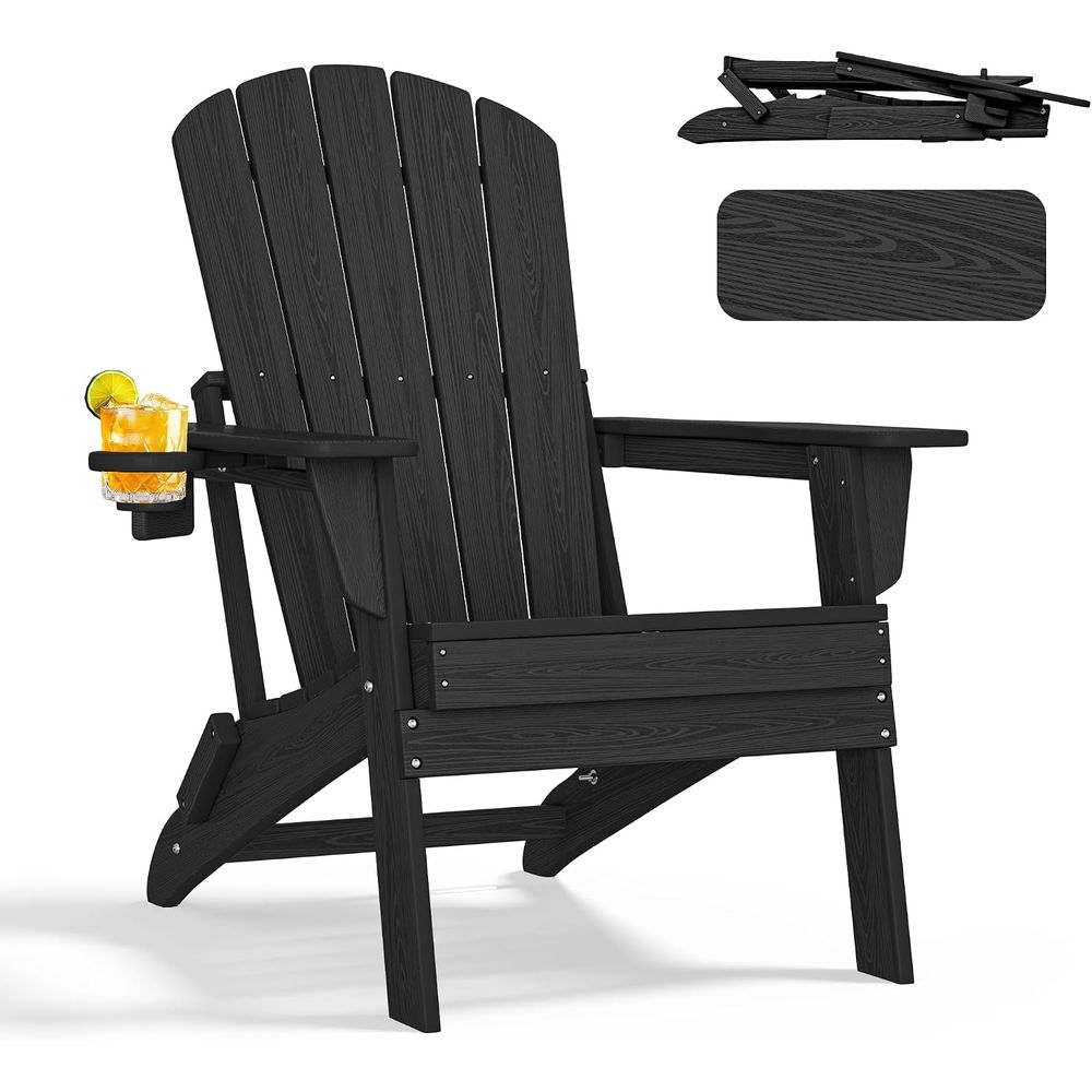 Adirondack Chair Wood - olding Adirondack Chair,HDPE Ergonomic Cup Holder,