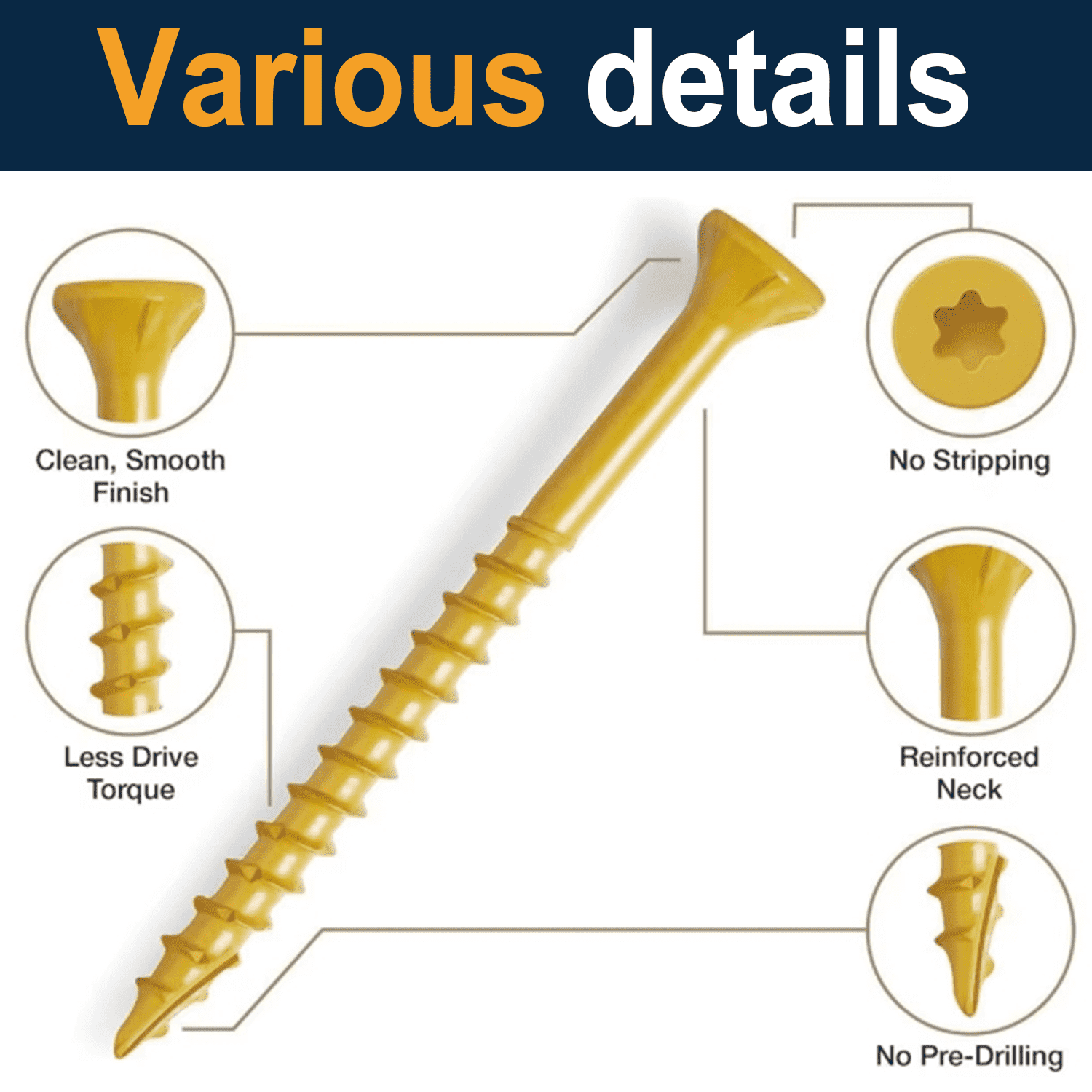VKKM Wood Screws #8 X 2 Inch 4 - Outdoor Furniture Yellow review and price