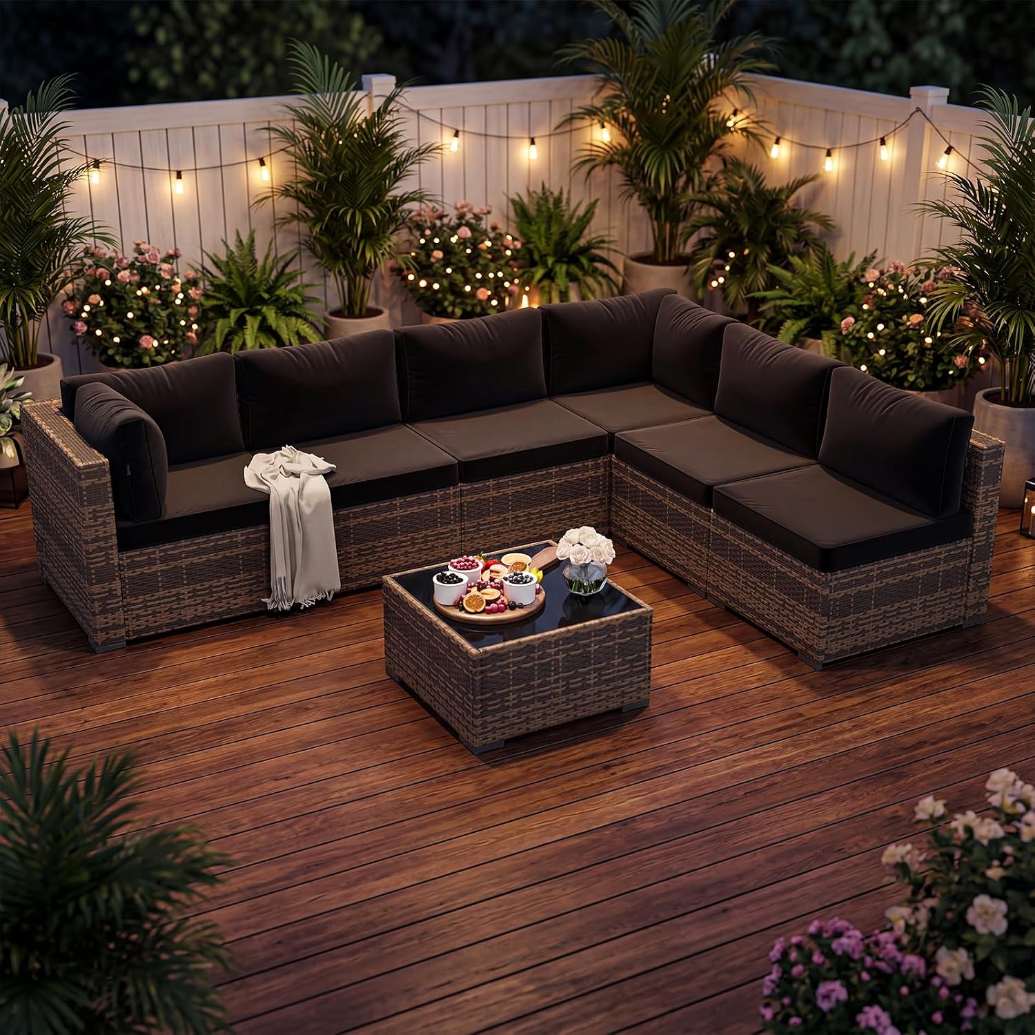 7-Piece Wicker Patio Furniture - Outdoor Furniture Yellow review and price