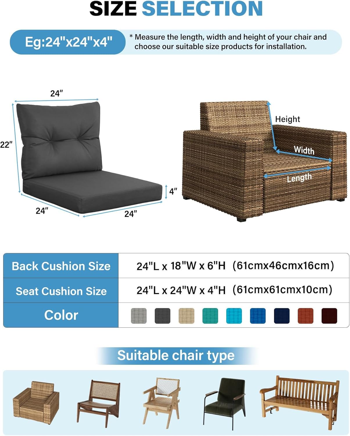 Outdoor Patio Furniture Dark G - Outdoor Furniture Cushions 24 X 24 review and price