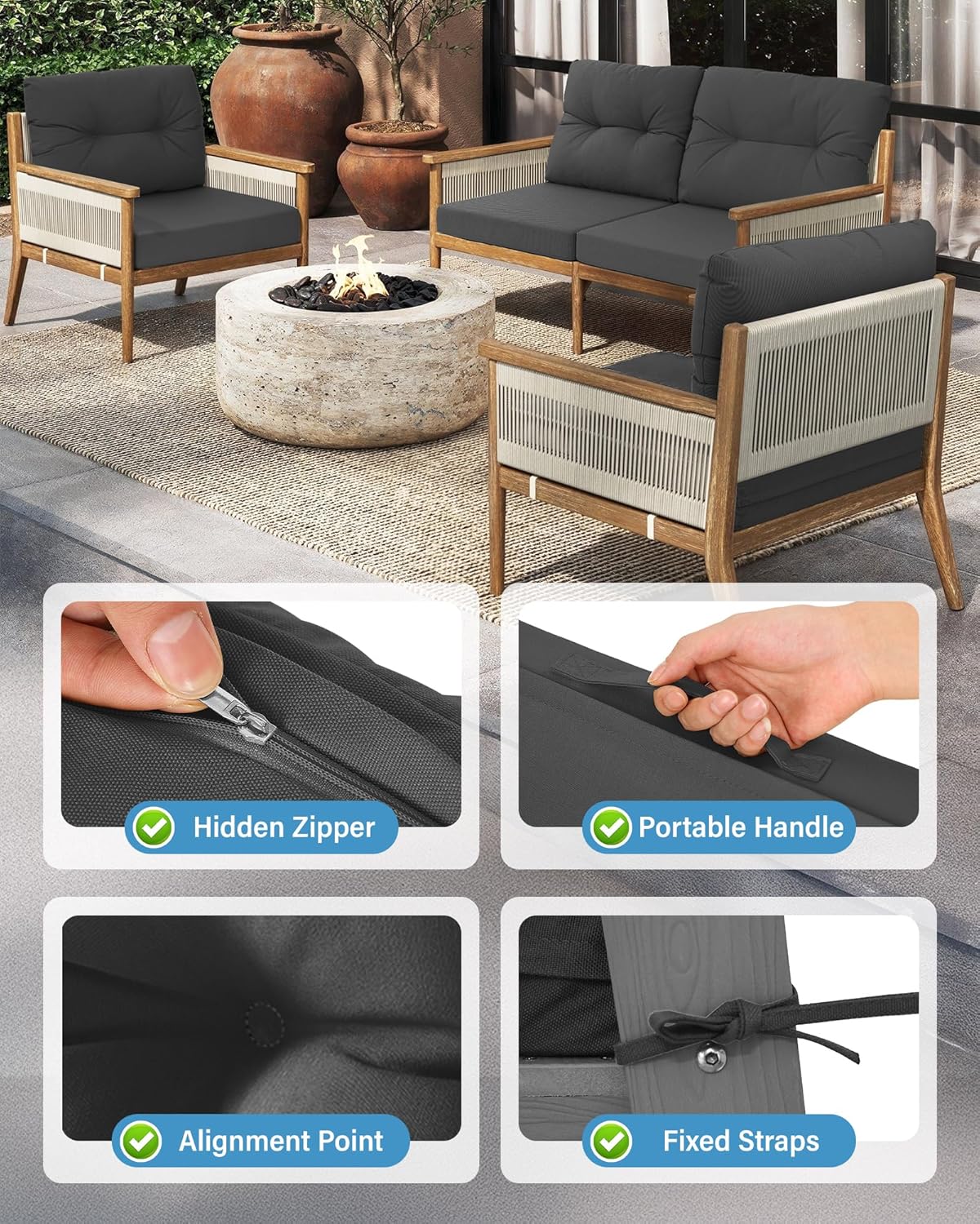 Outdoor Patio Furniture Dark G - Outdoor Furniture Cushions 24 X 24 review and price