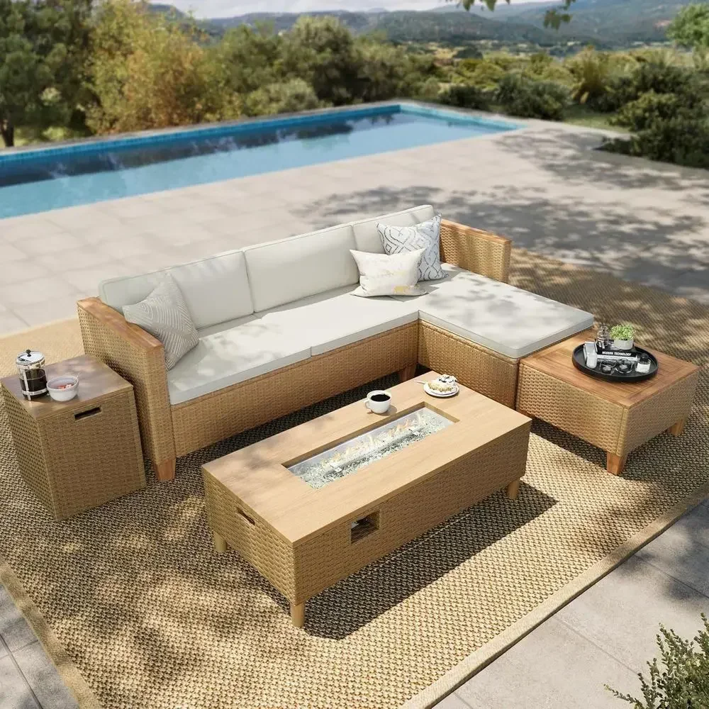4-Seat Outdoor Wicker Sectiona - Outdoor Furniture Yellow review and price