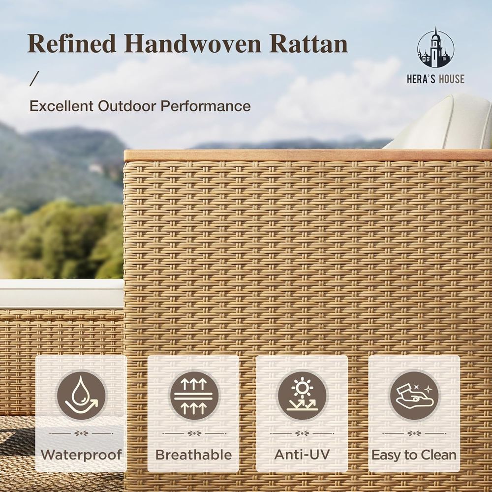 3-Piece Wicker Outdoor Section - Outdoor Furniture Yellow review and price
