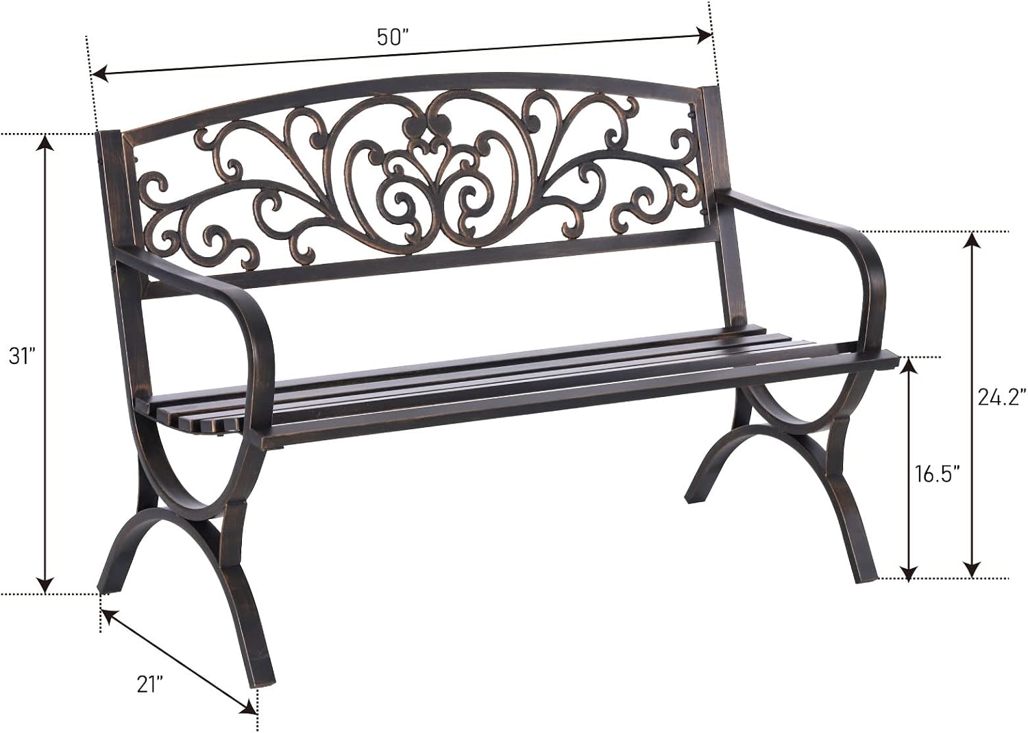 Bronze 50 Inch Outdoor Garden  - Outdoor Furniture Metal Chairs review and price