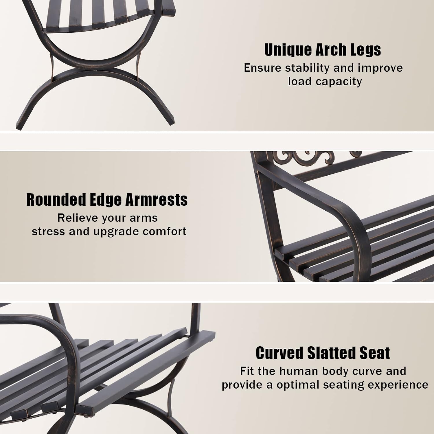 Bronze 50 Inch Outdoor Garden  - Outdoor Furniture Metal Chairs review and price