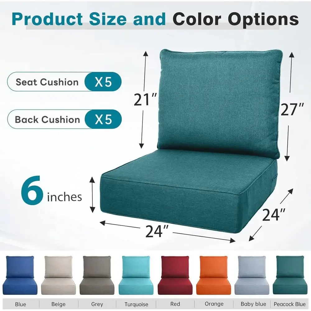 6 Thick Outdoor Cushion Set -  - Outdoor Furniture Cushions 24 X 24 review and price