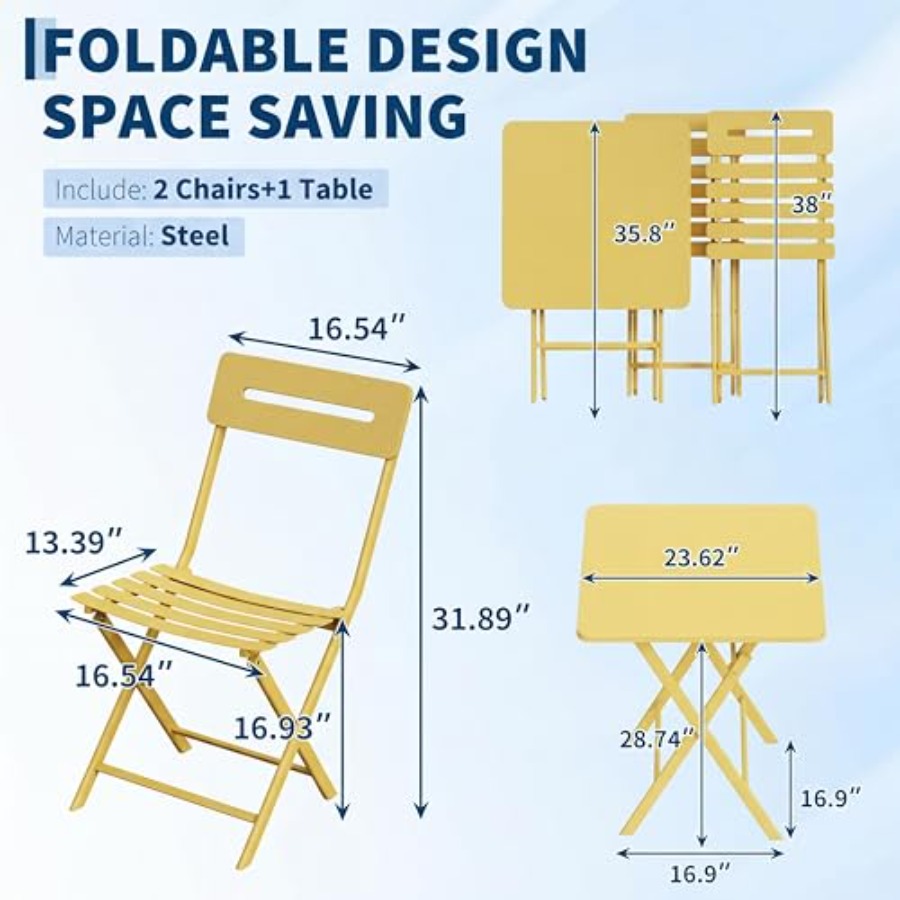 3-Piece Bistro Set for Patio G - Outdoor Furniture Yellow review and price
