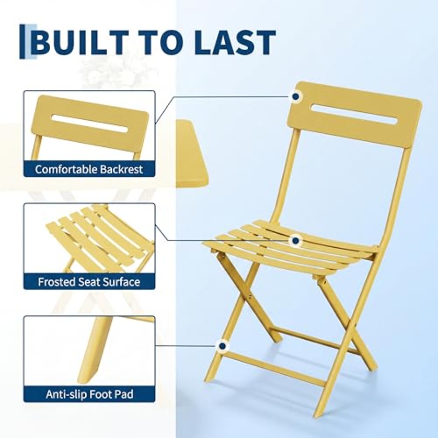 3-Piece Bistro Set for Patio G - Outdoor Furniture Yellow review and price