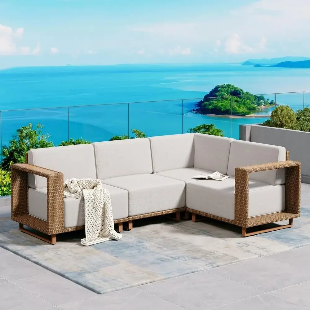 L-Shaped Outdoor Sectional Sof - Outdoor Furniture Yellow review and price