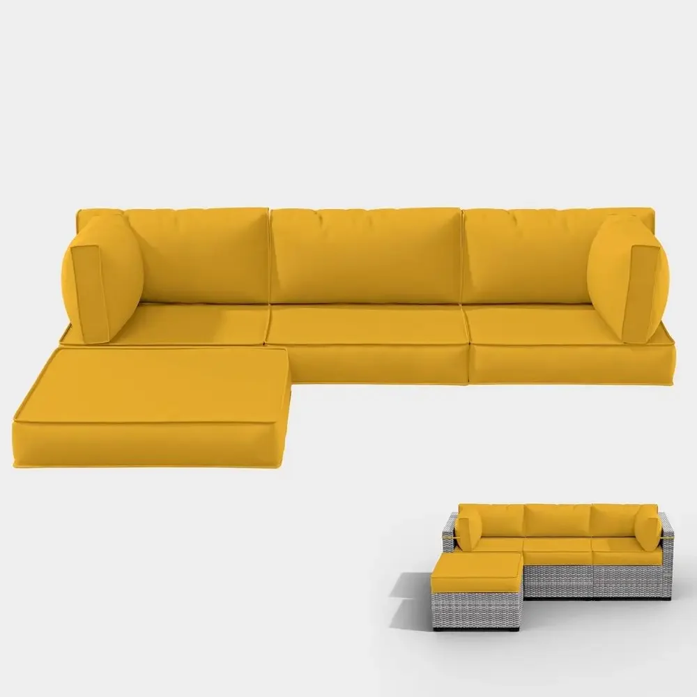 5-Pillow Outdoor Patio Furnitu - Outdoor Furniture Yellow review and price